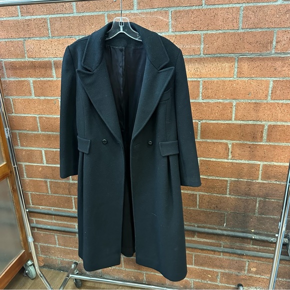 1980s Black Wool Trench - Picture 3 of 5
